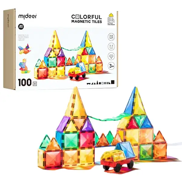 Set multicolor de construcție magnetic, 100 buc.