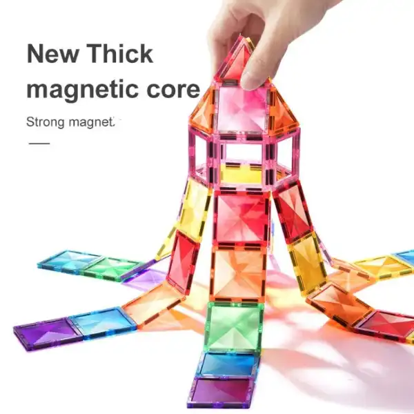 Set multicolor de construcție magnetic, 100 buc.