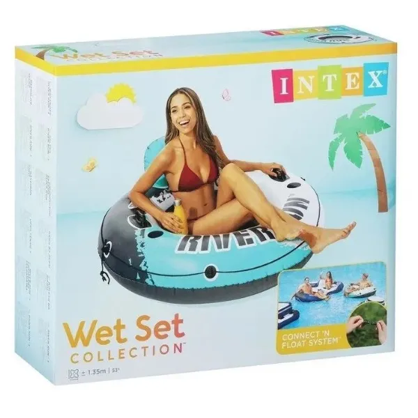 INTEX Cerc gonflabil “River run” cu mînere și suport spate, D 135 cm, pînă la 100 kg
