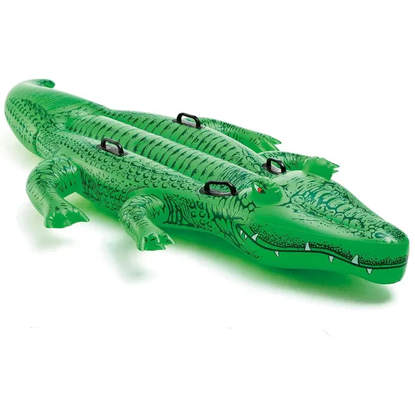 INTEX Plută-saltea gonflabilă „Crocodil gigant” cu mânere, 203x114x25  cm, până la 80 kg, 3+