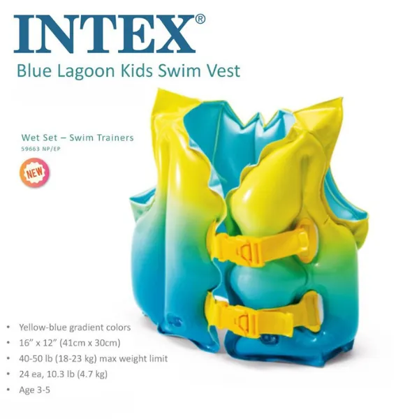 INTEX Vesta de înot gonflabilă “Laguna albastră”, 41х30 cm, 3-5 ani