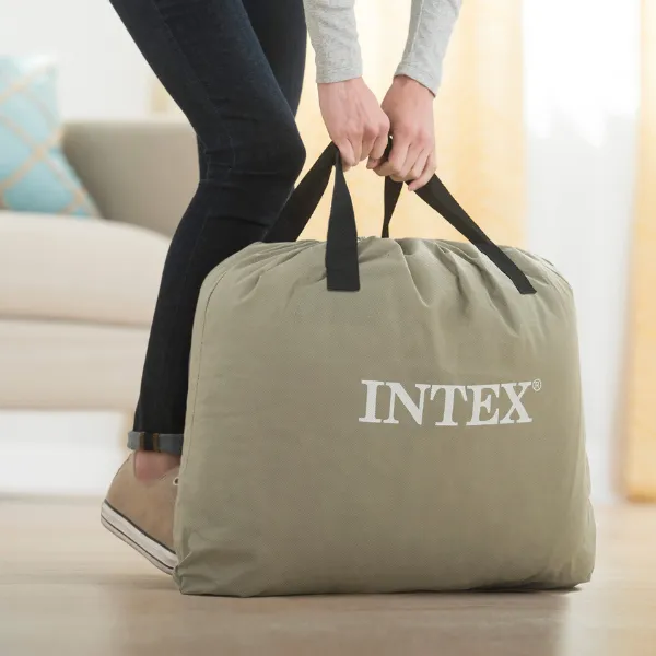 INTEX Pat gonflabil “Velur Comfort-Plush” 137x191x33 cm cu pompă încorporată 220V, până la 272 kg