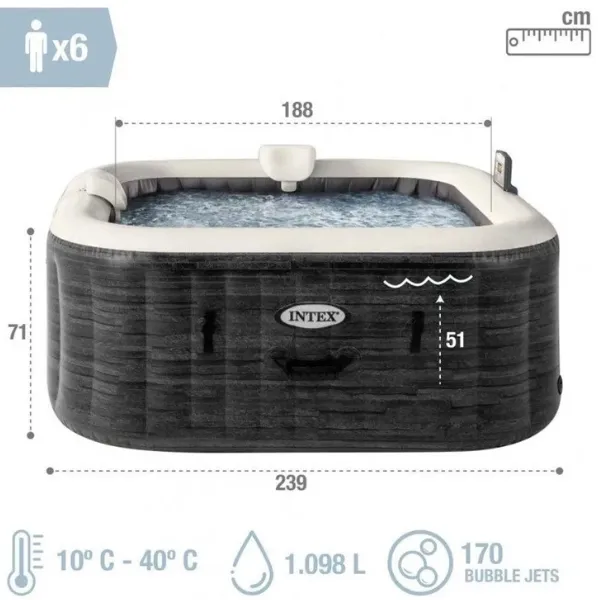 Jacuzzi SPA gonflabil “Greystone Deluxe” 239х239х71, 1098L, 6 persoane