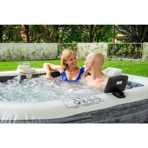 INTEX Jacuzzi SPA gonflabil “Greystone Deluxe” 211×211×71, 795L, 4 persoane
