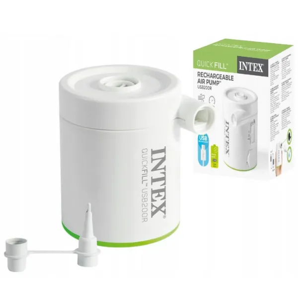 INTEX Pompă de aer electrică „QuickFill USB200R” USB 5V, 2A, reîncărcabilă, powerbank, 2 duze