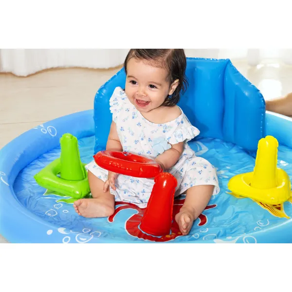 Bestway Piscină gonflabilă pentru copii cu baldachin „Scoica de mare” 115x89x76 cm, 45 L, de la 6 luni