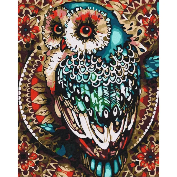 Pictură pe numere 40*50 cm (în cutie) – Bufniță în mozaic multicolor