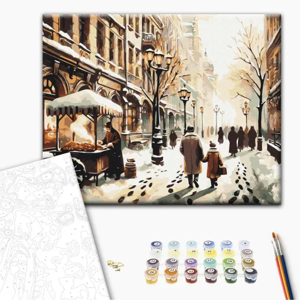 Pictură pe numere 40*50 cm (în cutie) – Oraș de iarnă