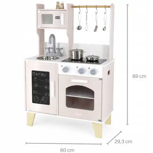Bucătărie din lemn cu accesorii, lumină și sunet, roz