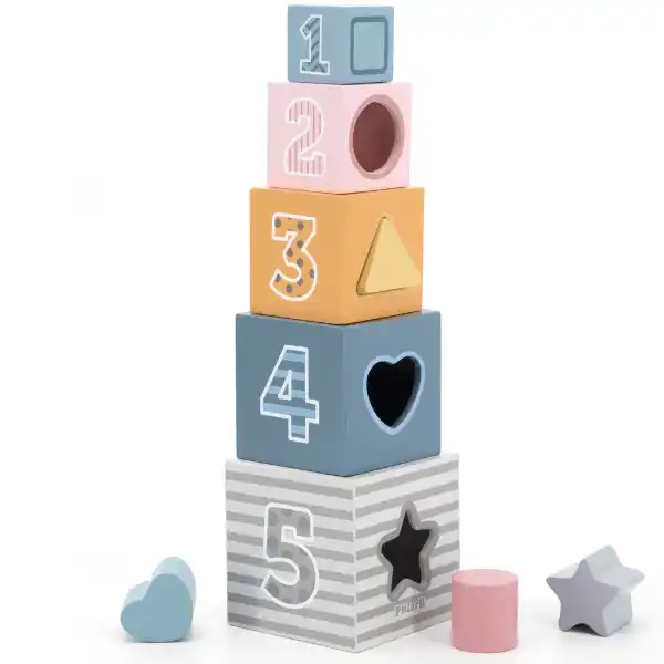 Деревянные кубики-пирамидка "Сортируем и складываем"