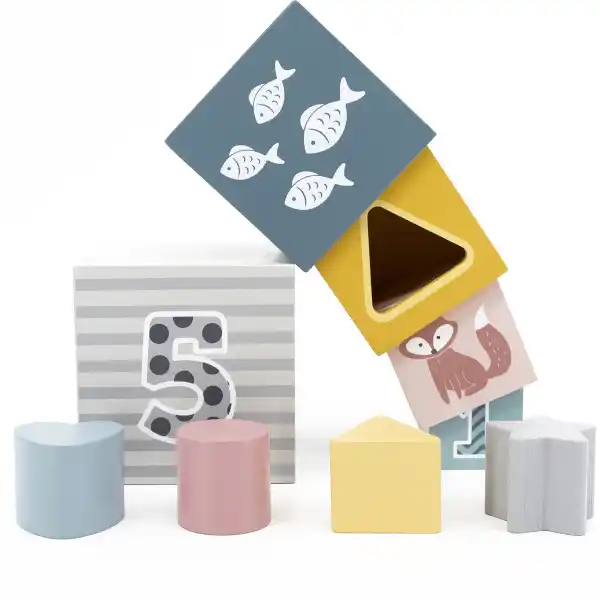 Деревянные кубики-пирамидка "Сортируем и складываем"