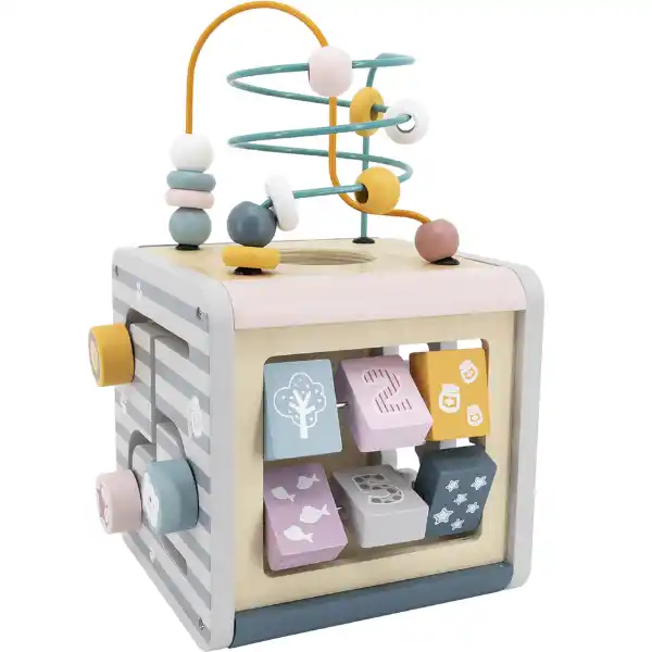 Деревянный бизикуб "Игровой куб 5 в 1"