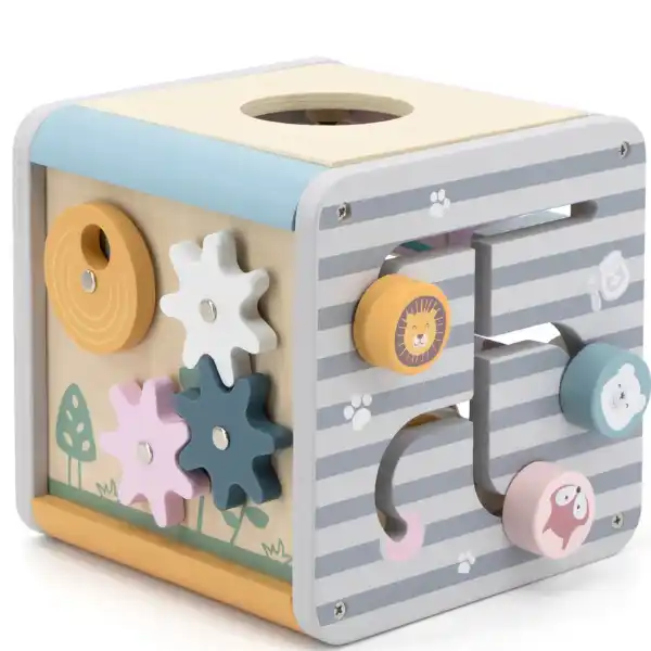 Деревянный бизикуб "Игровой куб 5 в 1"