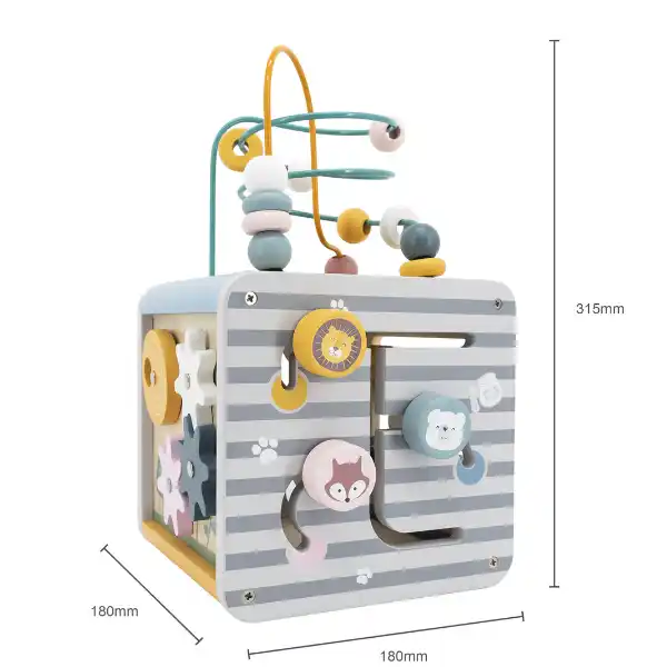 Деревянный бизикуб "Игровой куб 5 в 1"