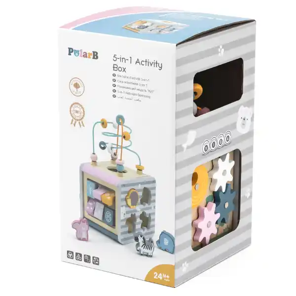 Деревянный бизикуб "Игровой куб 5 в 1"