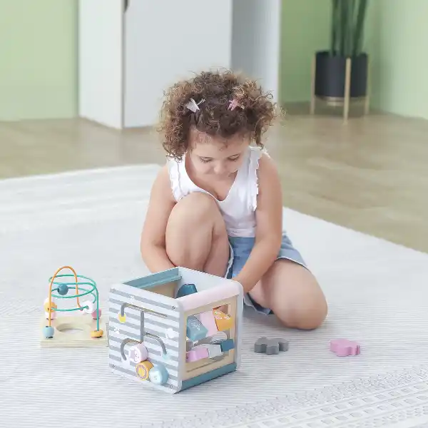 Деревянный бизикуб "Игровой куб 5 в 1"