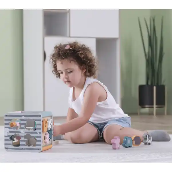 Деревянный бизикуб "Игровой куб 5 в 1"