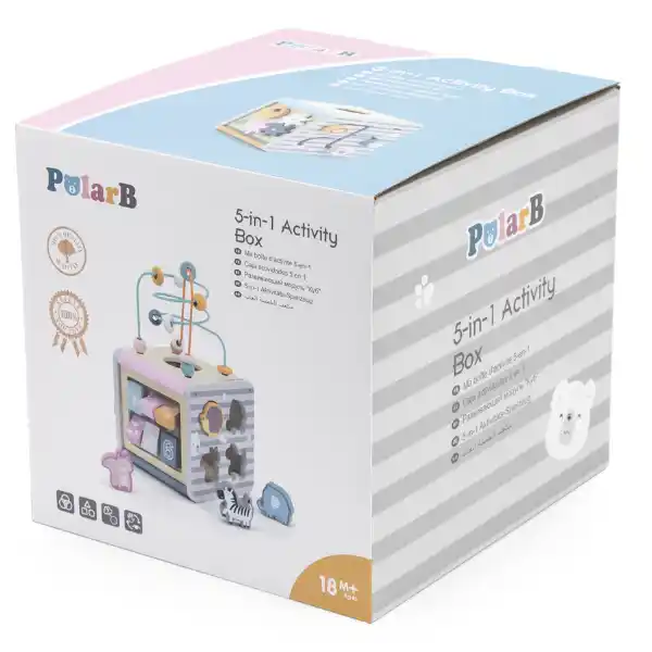 Деревянный бизикуб "Игровой куб 5 в 1"