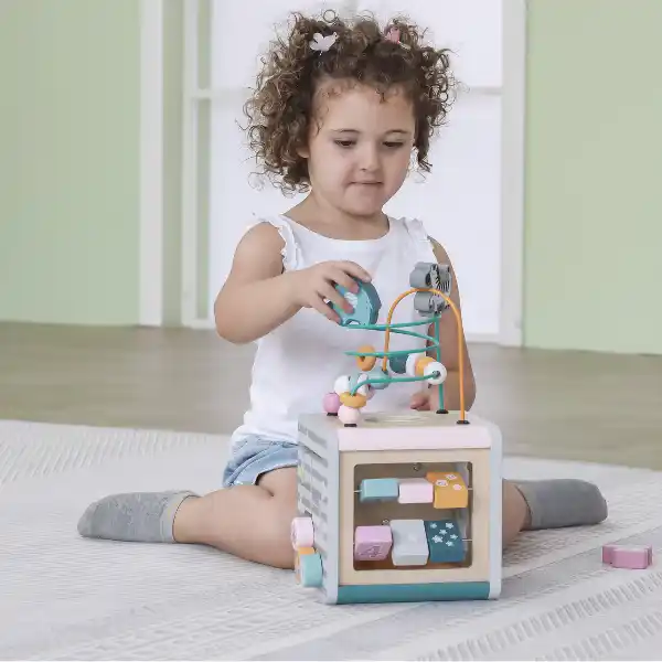 Деревянный бизикуб "Игровой куб 5 в 1"