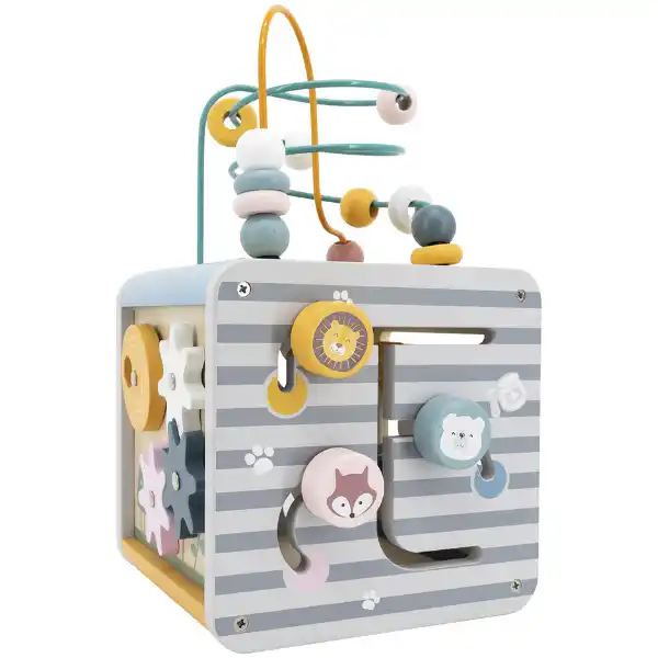 Деревянный бизикуб "Игровой куб 5 в 1"