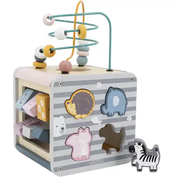 Деревянный бизикуб "Игровой куб 5 в 1"