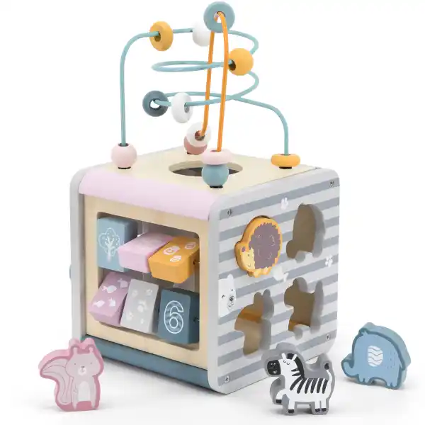 Деревянный бизикуб "Игровой куб 5 в 1"