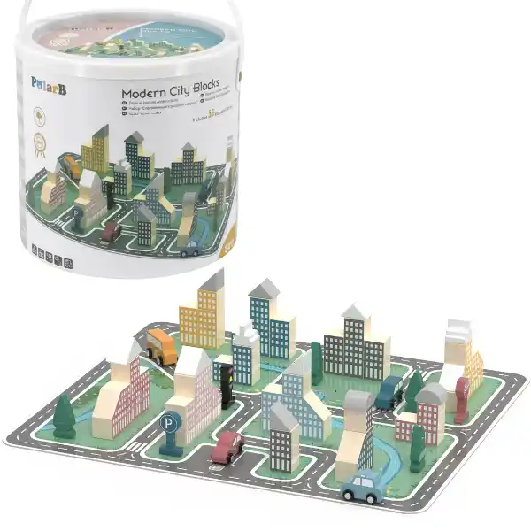 Деревянный конструктор "Город", 56 элем.