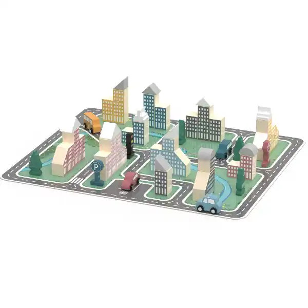 Деревянный конструктор "Город", 56 элем.