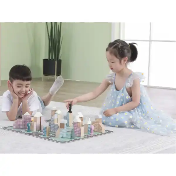 Деревянный конструктор "Город", 56 элем.