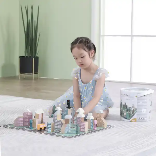 Деревянный конструктор "Город", 56 элем.