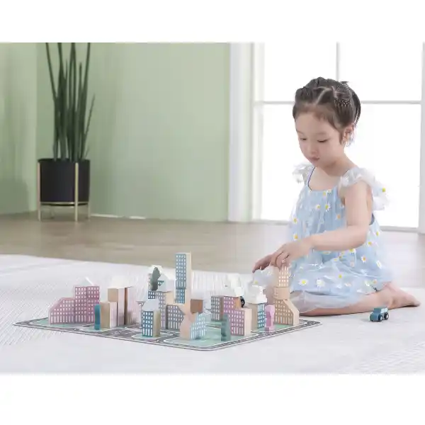 Деревянный конструктор "Город", 56 элем.