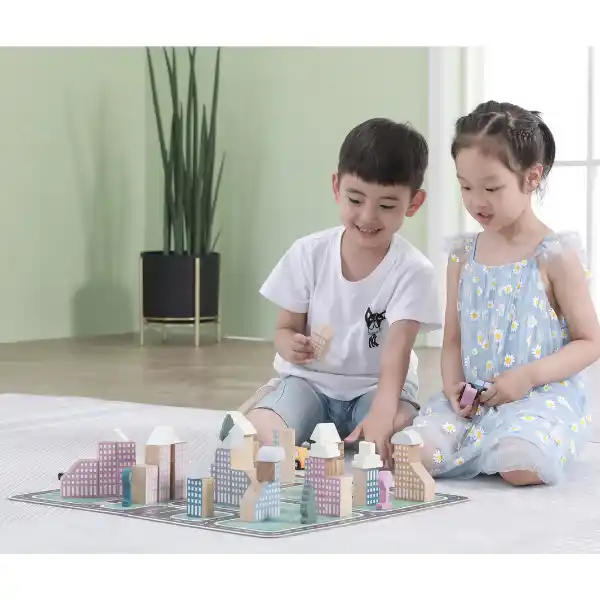 Деревянный конструктор "Город", 56 элем.