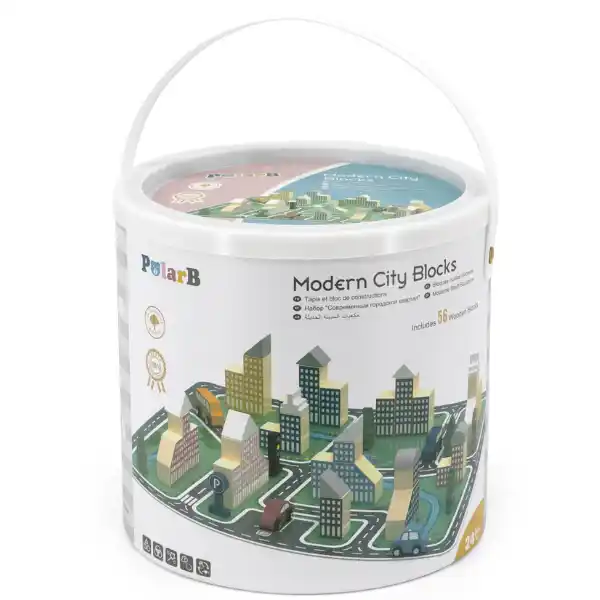 Деревянный конструктор "Город", 56 элем.