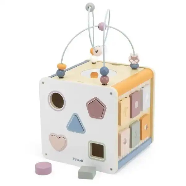 Деревянный бизикуб "Игровой куб 8 в 1"