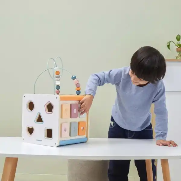 Деревянный бизикуб "Игровой куб 8 в 1"