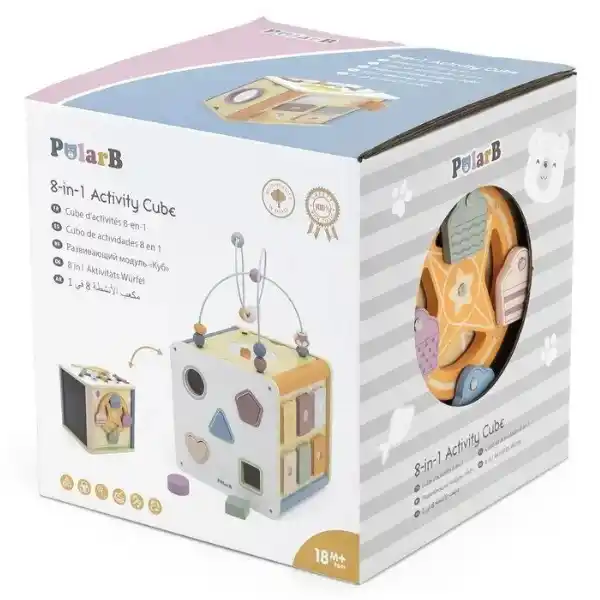 Деревянный бизикуб "Игровой куб 8 в 1"