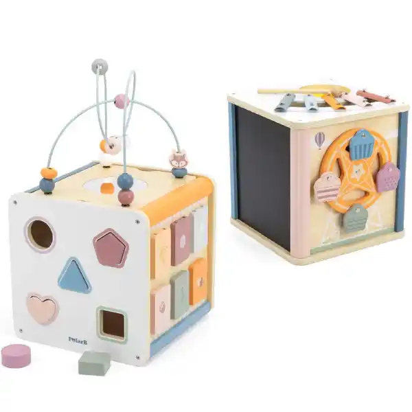 Деревянный бизикуб "Игровой куб 8 в 1"