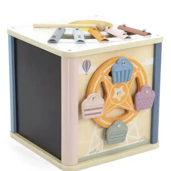 Деревянный бизикуб "Игровой куб 8 в 1"