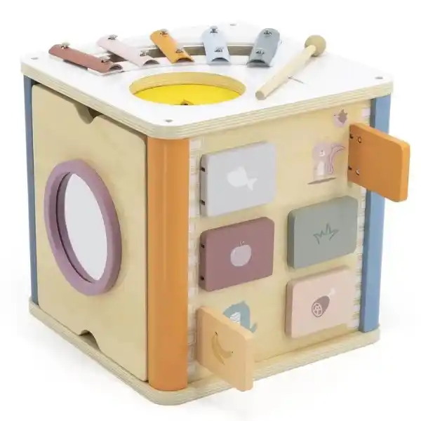 Деревянный бизикуб "Игровой куб 8 в 1"