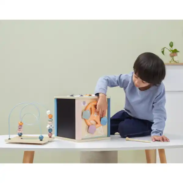 Деревянный бизикуб "Игровой куб 8 в 1"