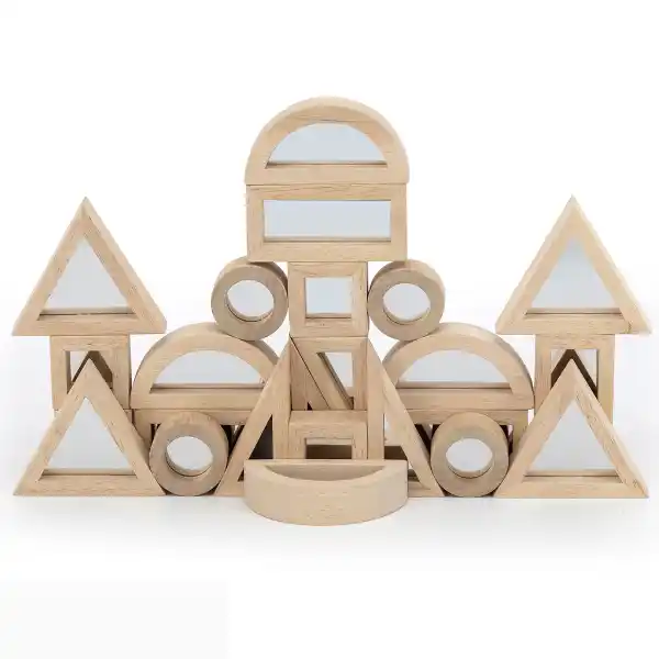 Деревянный блочный конструктор с зеркальными вставками, 24 дет.