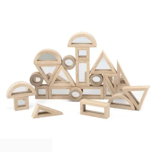 Деревянный блочный конструктор с зеркальными вставками, 24 дет.