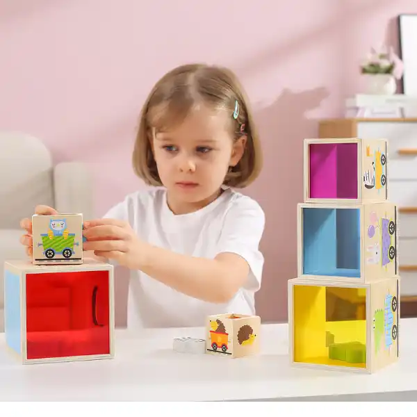 Деревянные кубики-пирамидка "Играй и учи"