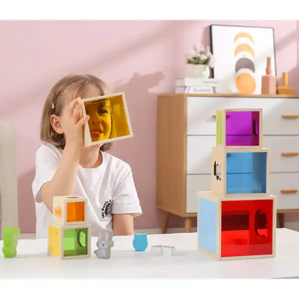 Деревянные кубики-пирамидка "Играй и учи"