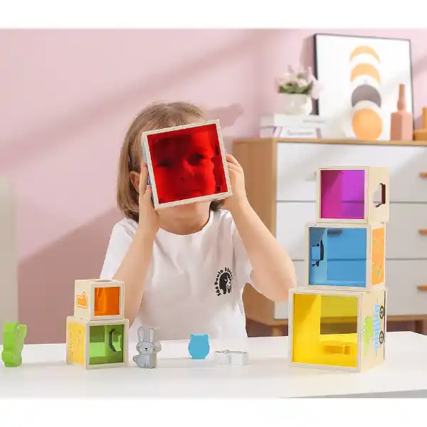 Деревянные кубики-пирамидка "Играй и учи"