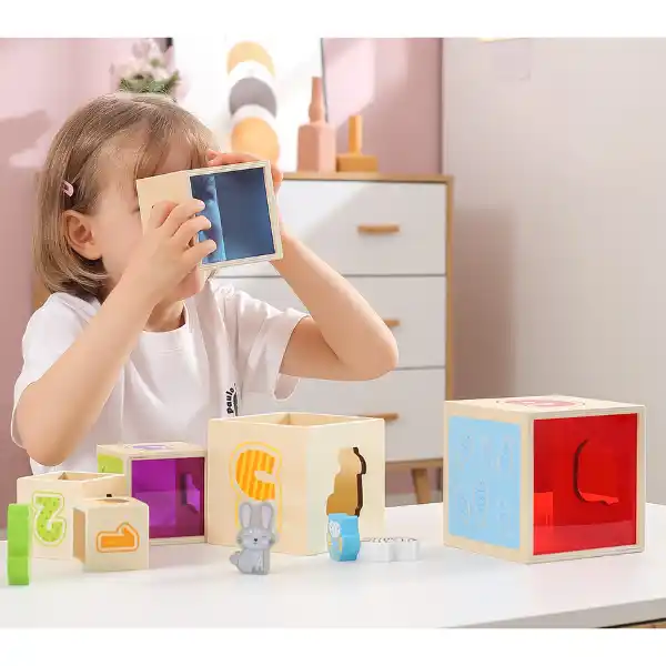 Деревянные кубики-пирамидка "Играй и учи"