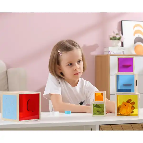 Деревянные кубики-пирамидка "Играй и учи"