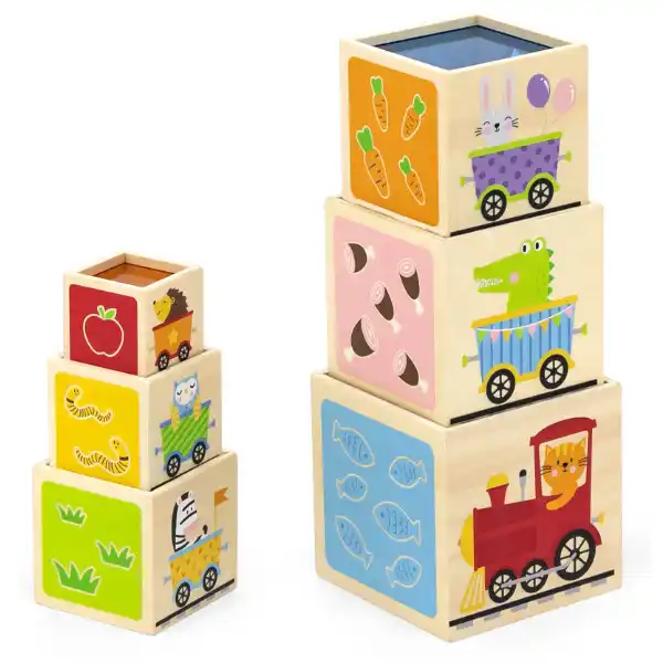 Деревянные кубики-пирамидка "Играй и учи"