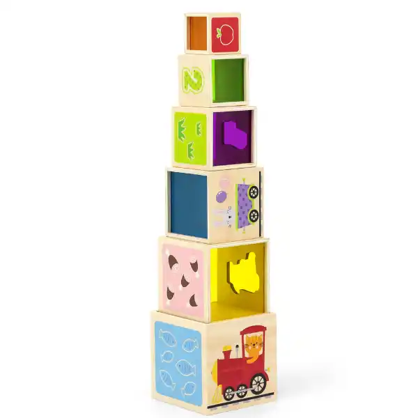 Деревянные кубики-пирамидка "Играй и учи"