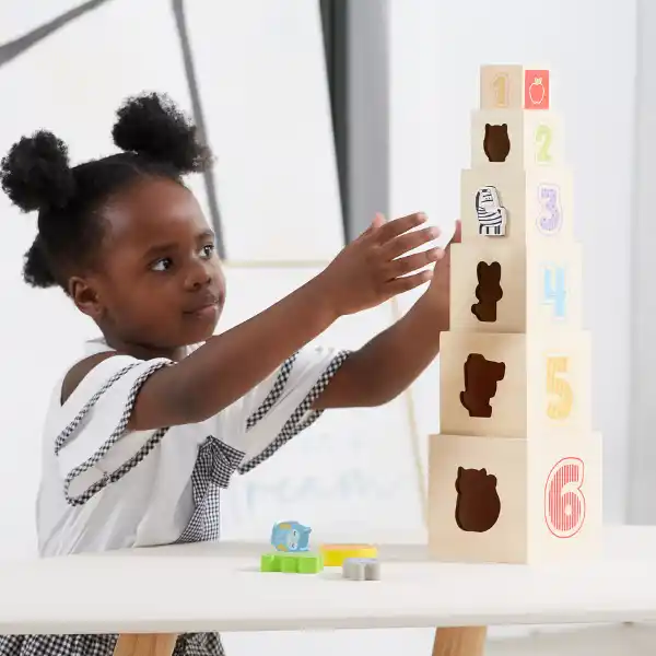 Деревянные кубики-пирамидка "Играй и учи"